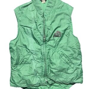 Vintage 80s Chalk Line Hunting‎ Dog Vest Green Quilted Zip Up Mens L Outdoors